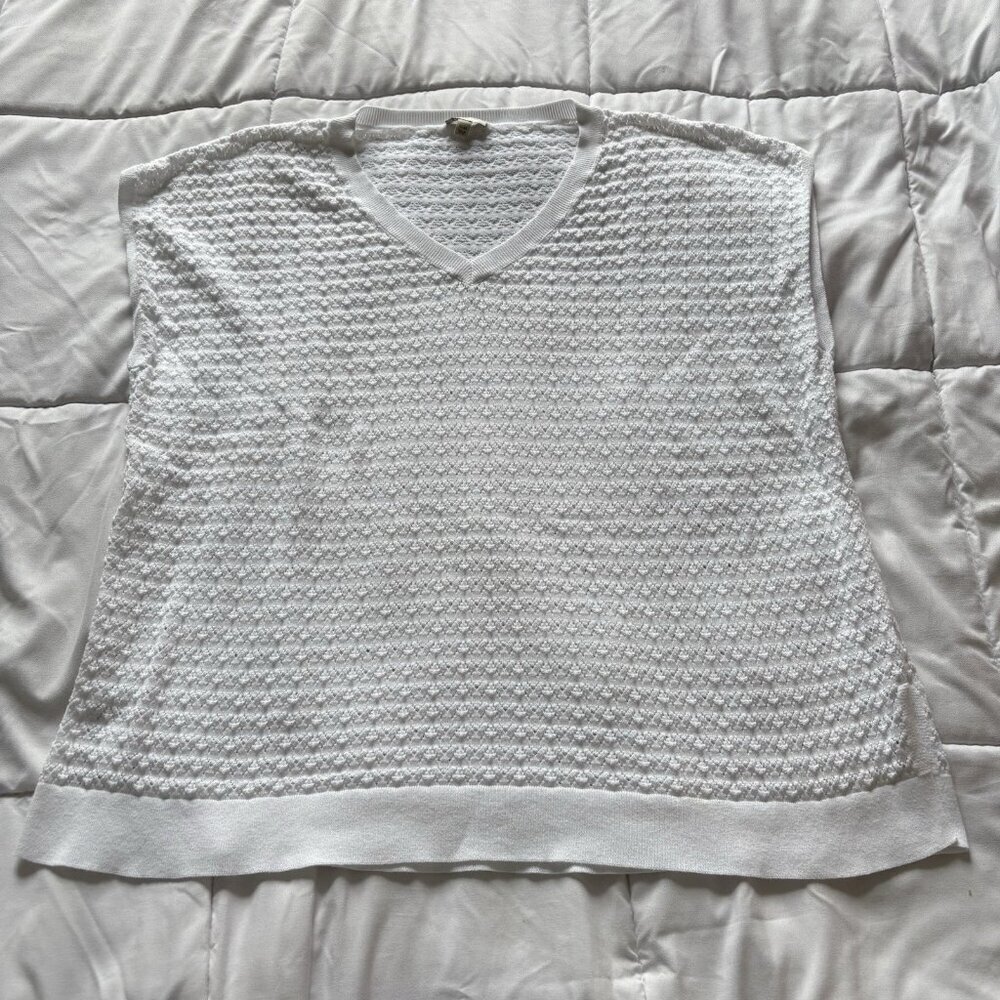 Talbots Womens S/M Oversized White Top Pullover Shirt Sweater Vest Breathable